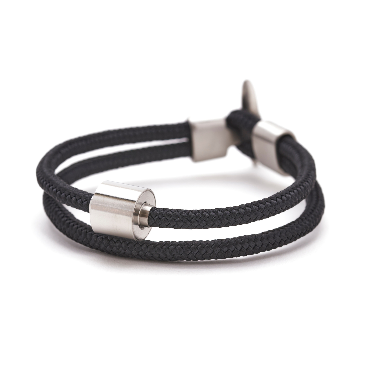 Zwart Koord Armband in edelstaal