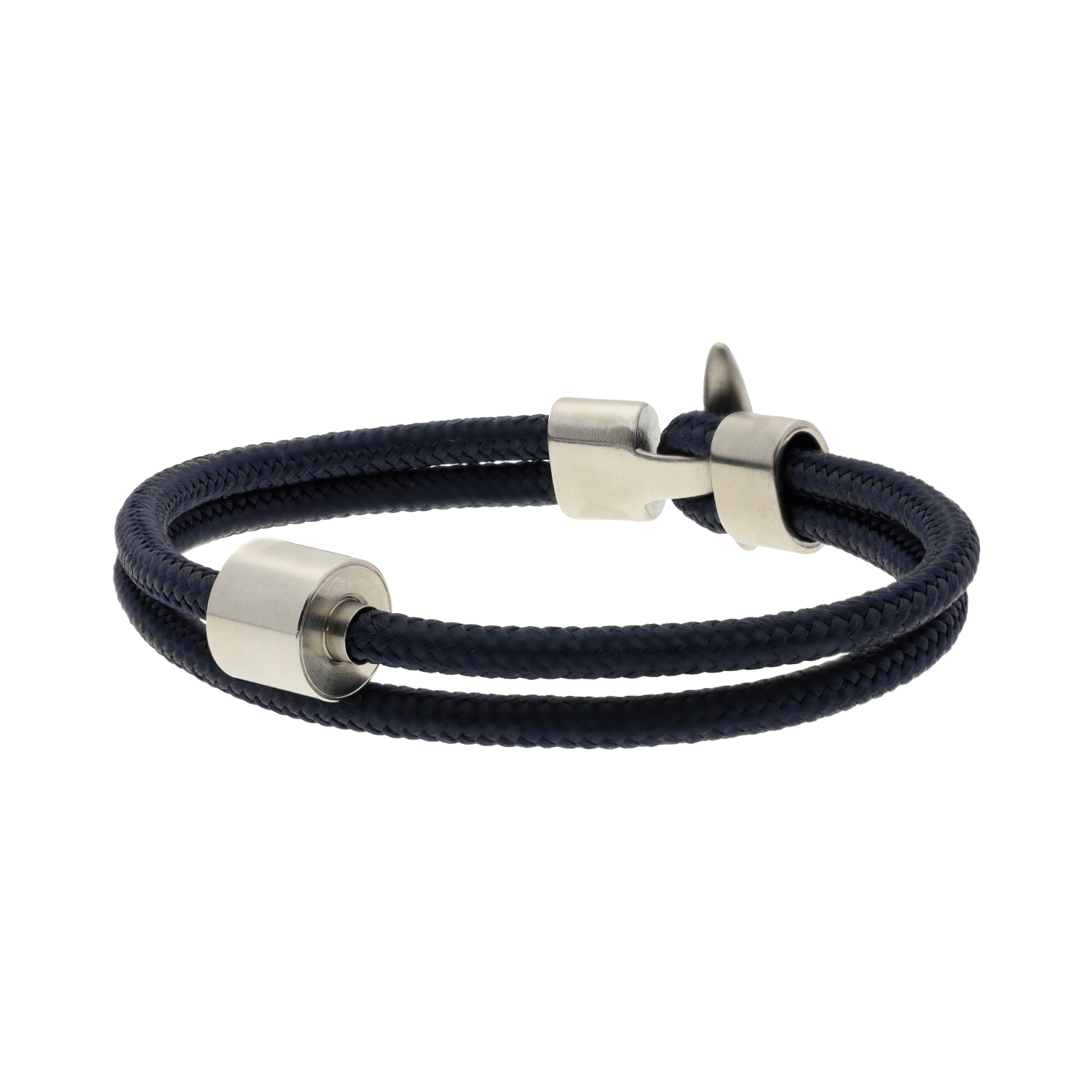 Navy Blauw Koord Armband in edelstaal