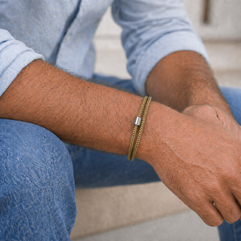 Goudzand Koord Armband in edelstaal