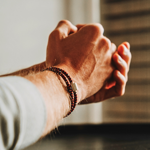 Rood & Zwart Koord Armband in edelstaal