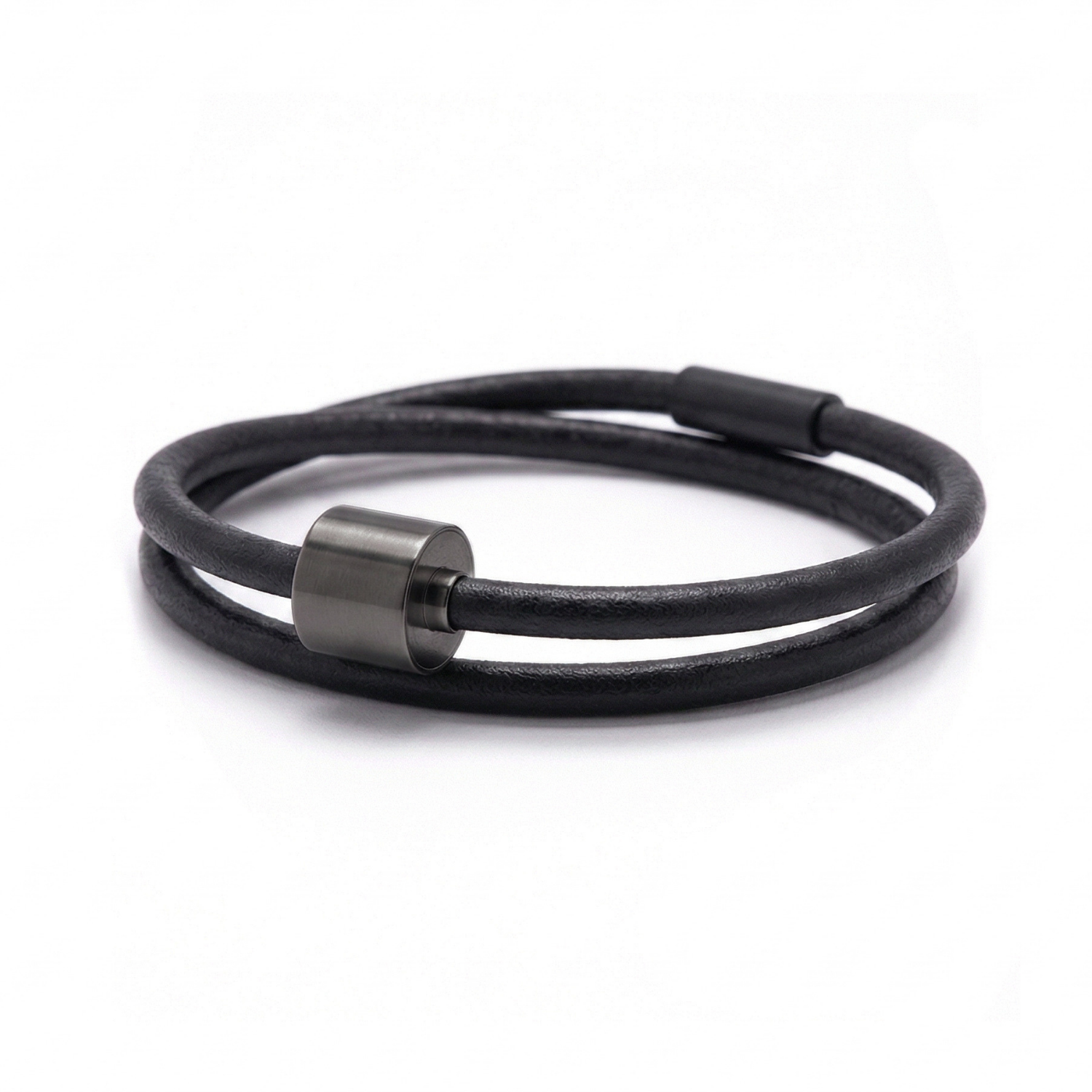 Zwart Glad Leer Armband in black edition