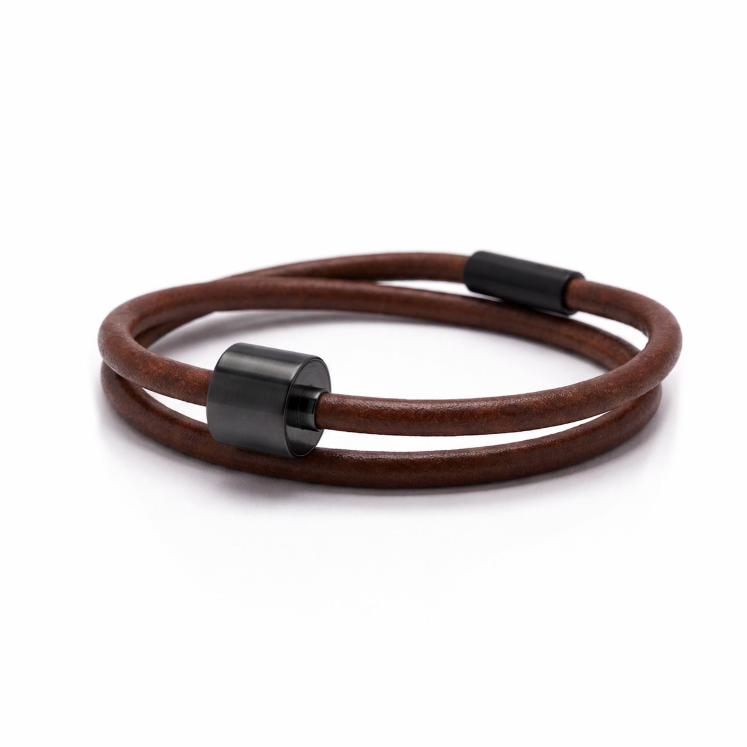 Bruin Glad Leer Armband in black edition