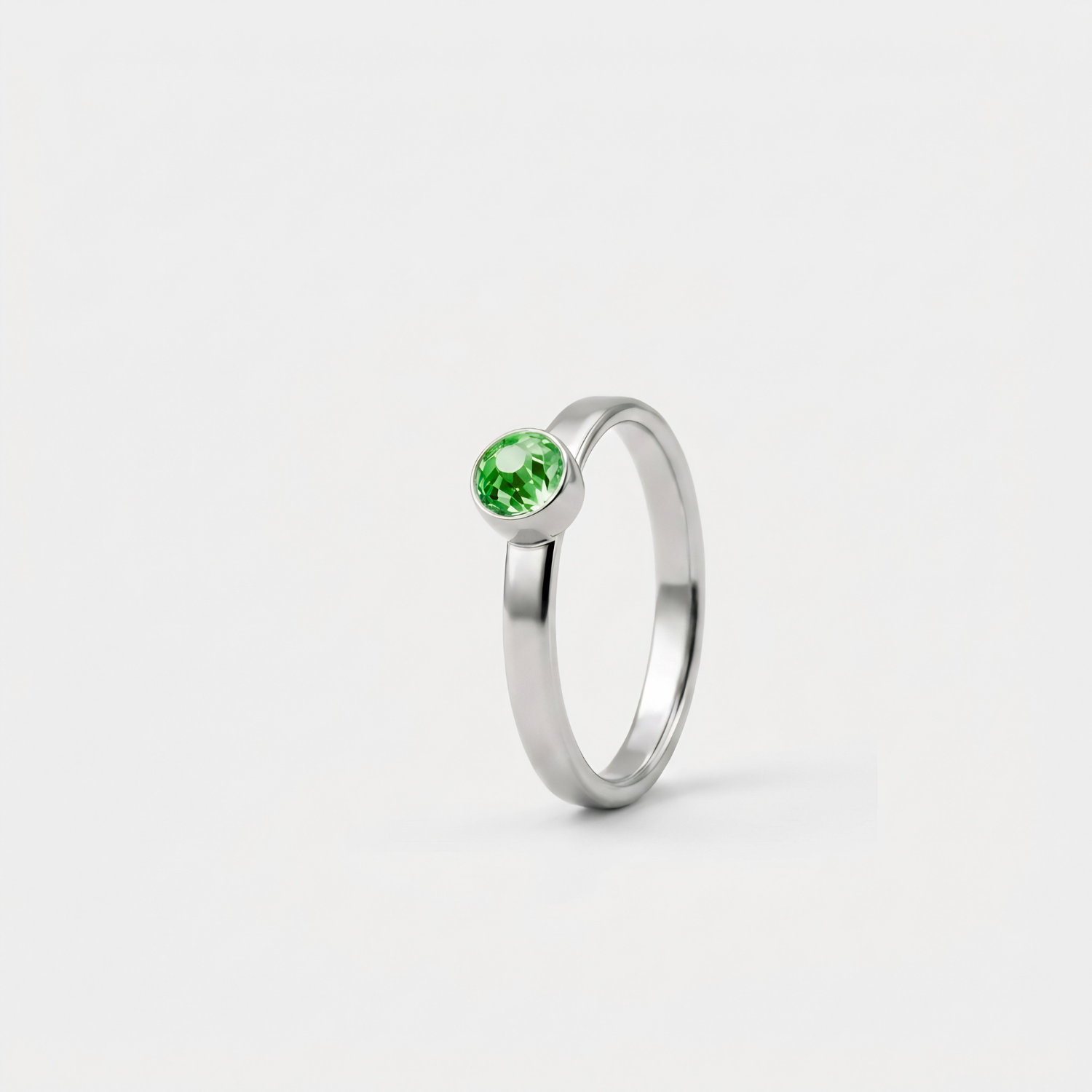 Augustus Groene Peridot Ring in edelstaal