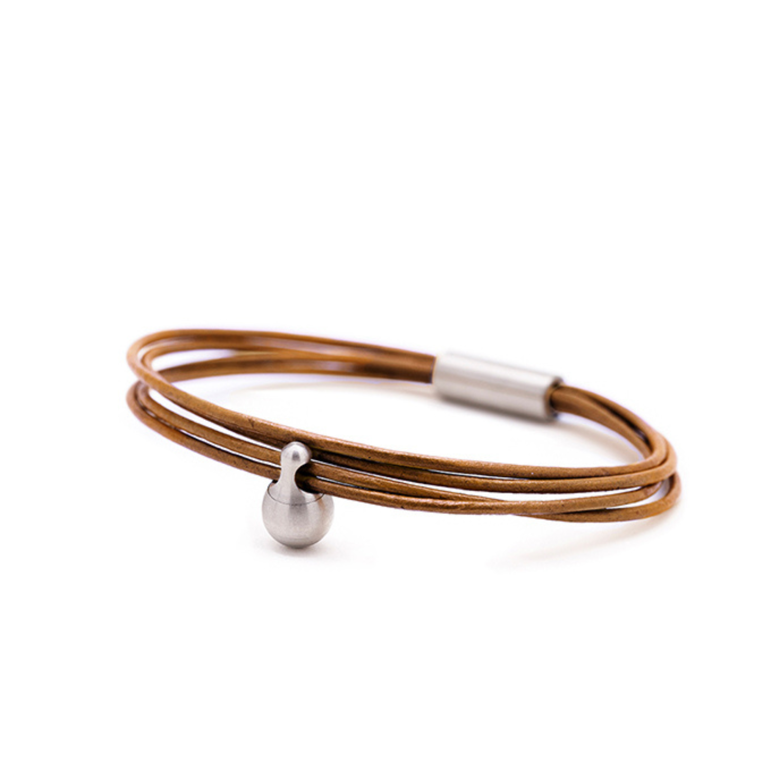 Cognac Charm Armband in edelstaal