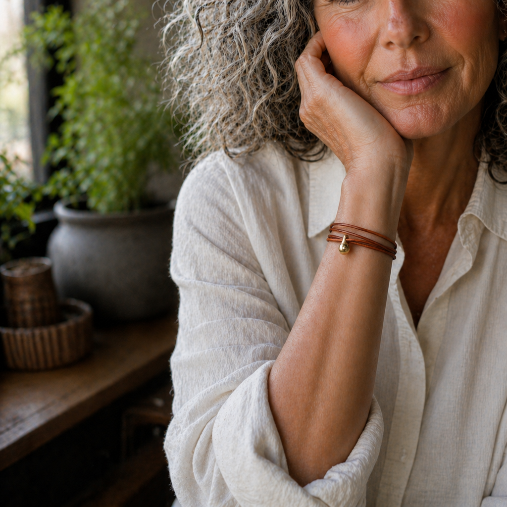 Cognac Charm Armband verguld