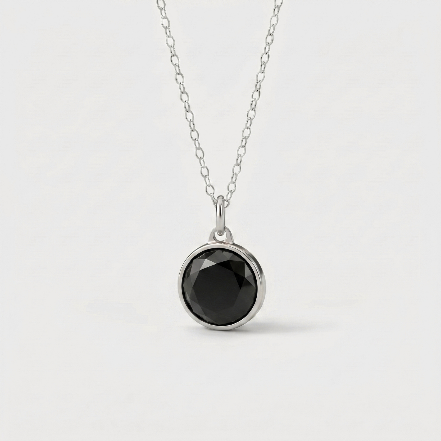 Zwarte Onyx Facet Pendant in edelstaal