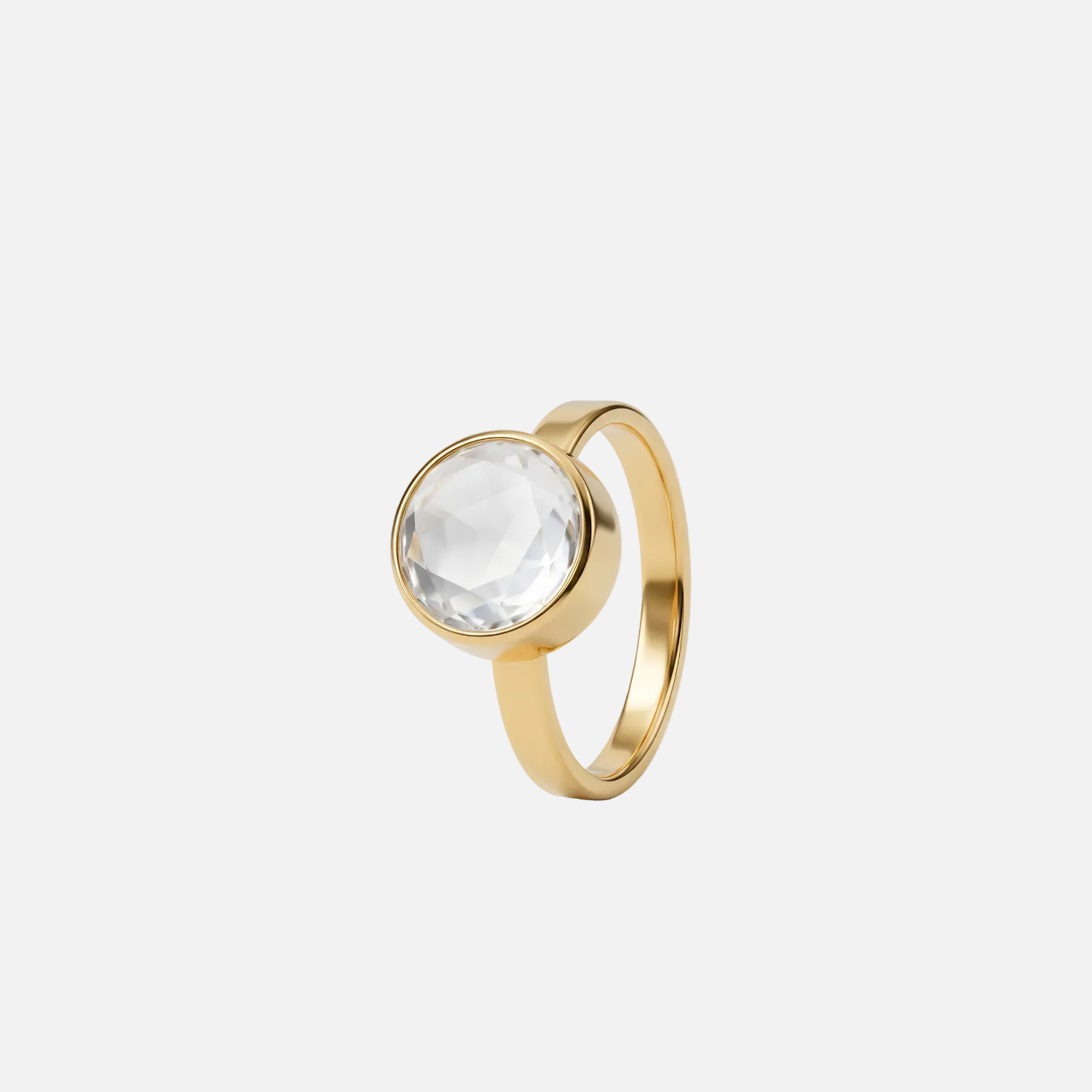 Kristal Facet Ring verguld