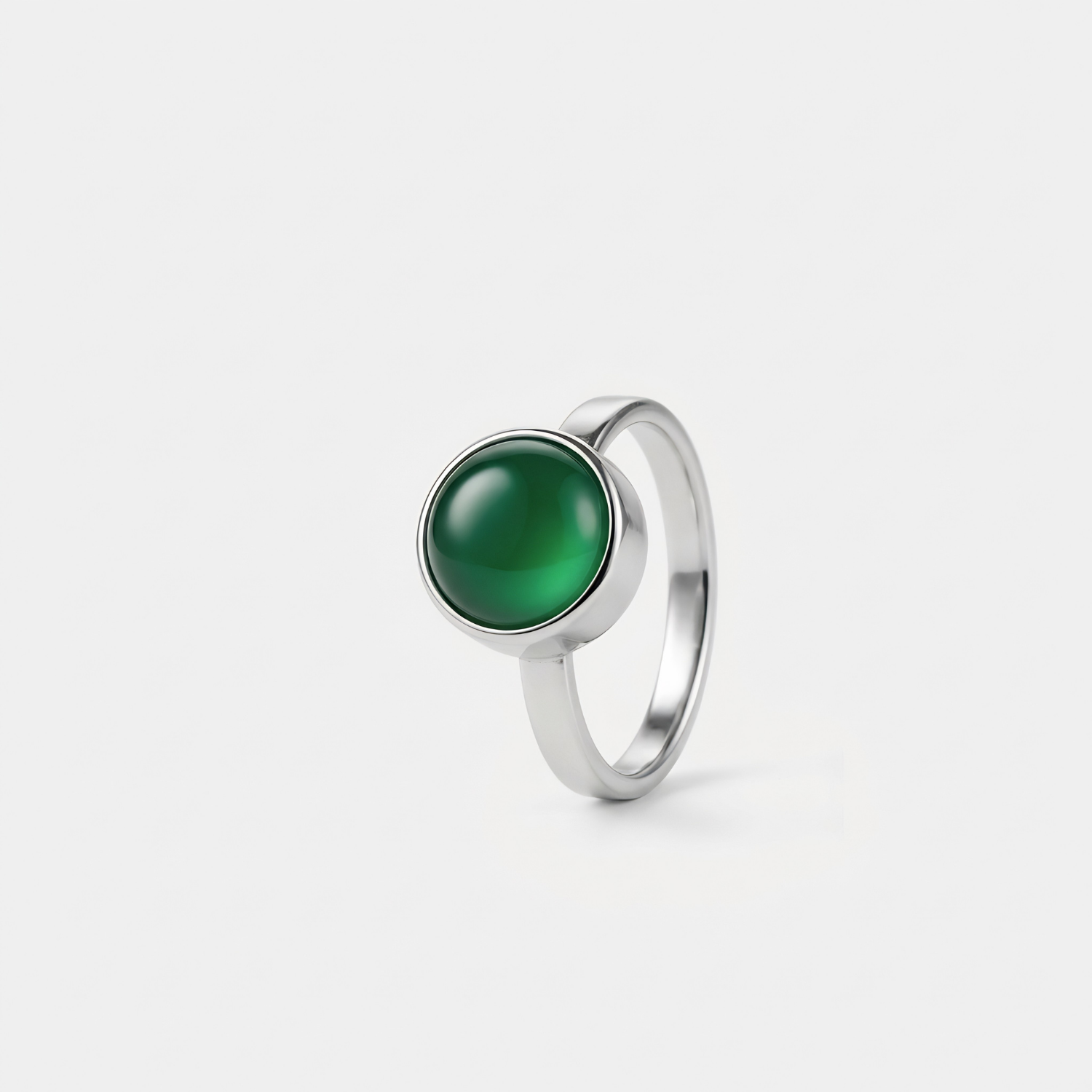 Groene Agaat Ring in edelstaal
